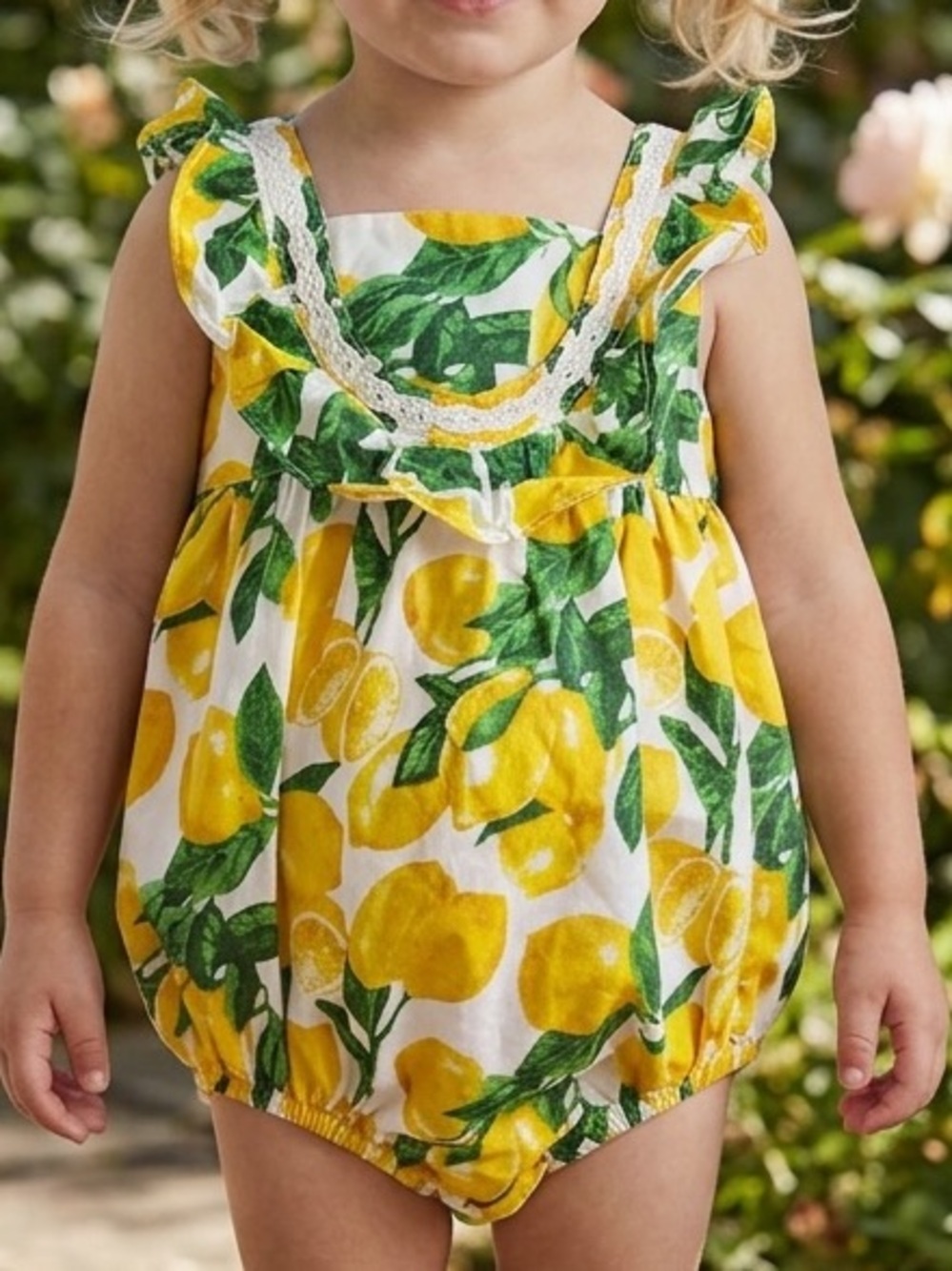 Cynthia Rowley Lemon Print Baby Romper - Yellow & Green